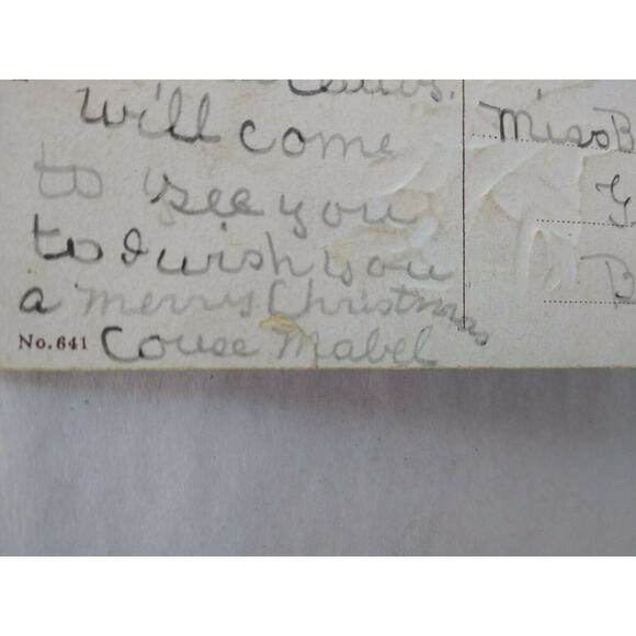 Santa Claus Brown Hat Christmas Postcard Driving Auto Jester Toy Vintage Germany - Picture 5 of 7